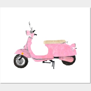 pink moped Posters and Art